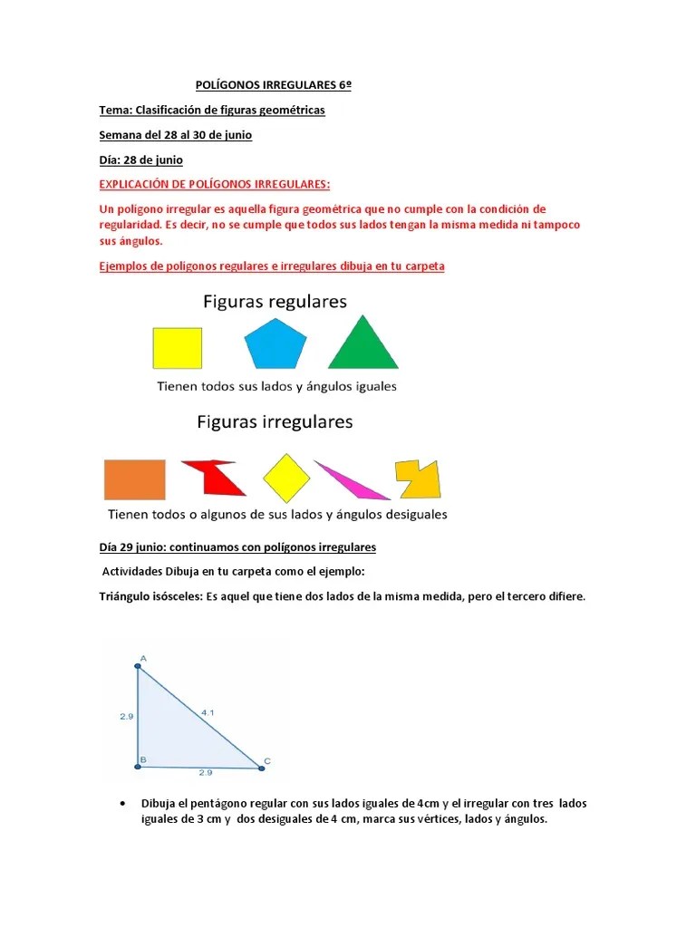 ¿cuántos lados tiene un polígono irregular? Poligonos Irregulares 6Âº Pdf