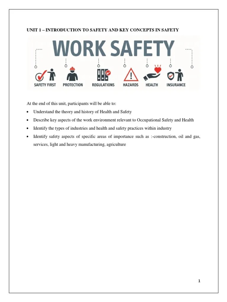 Unit 1 Introduction To Safety-1 | PDF | Occupational Safety And Health | Silicon Dioxide