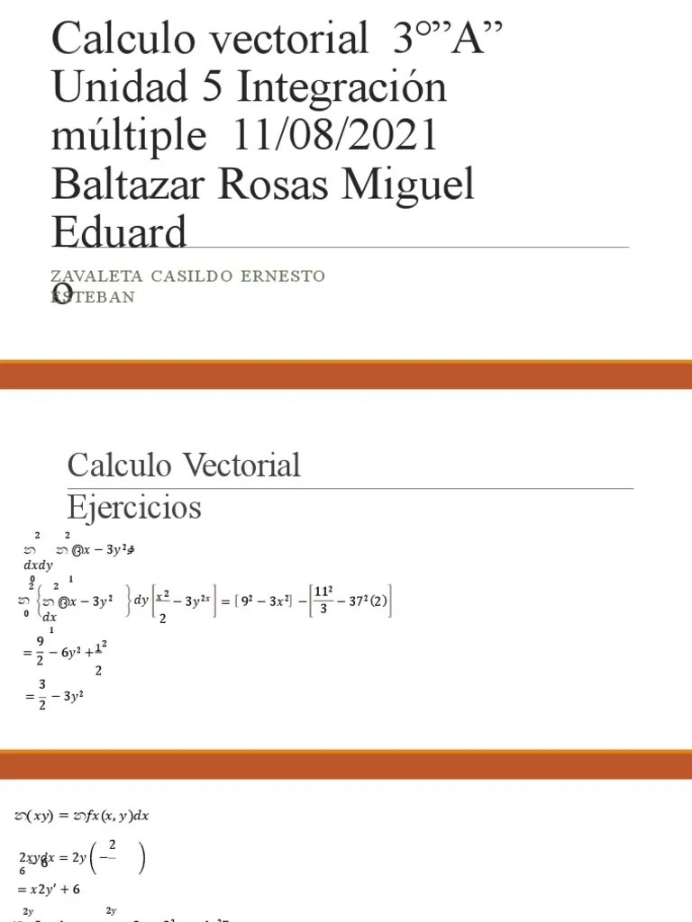 Calculo Vectorial 3°unidad 5 Ejercicios | PDF