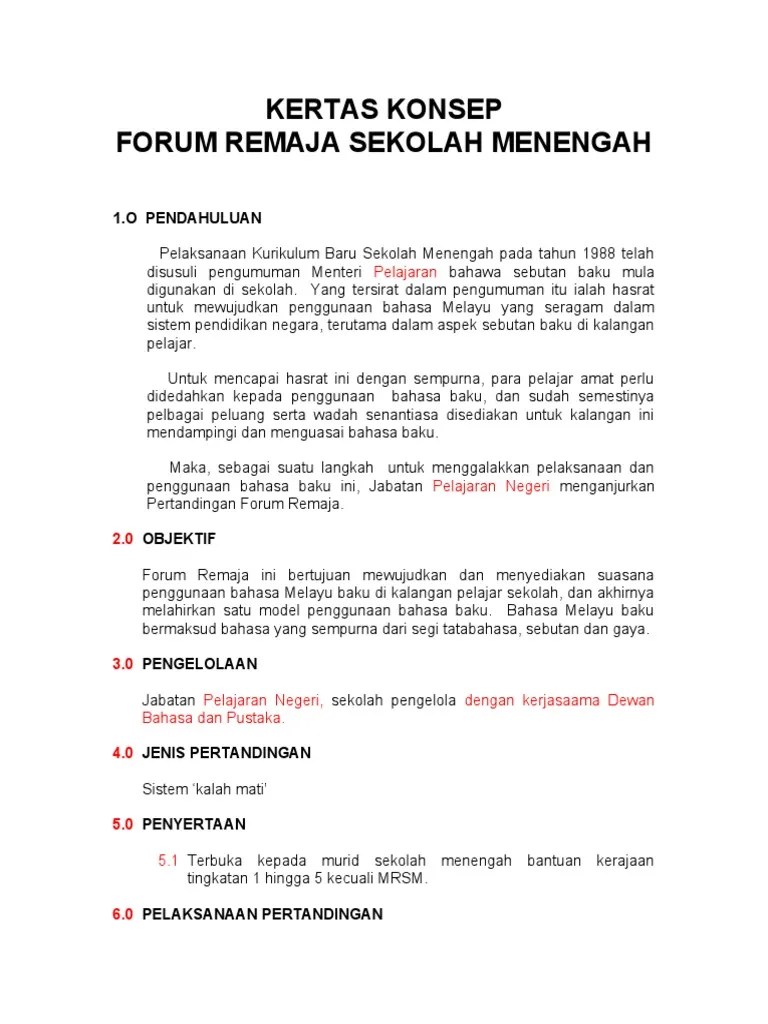 Forum ini akan digunakan untuk memberitahu berita terkini atau aktiviti semasa mata pelajaran bahasa melayu tingkatan 4. Contoh Teks Forum Bahasa Melayu