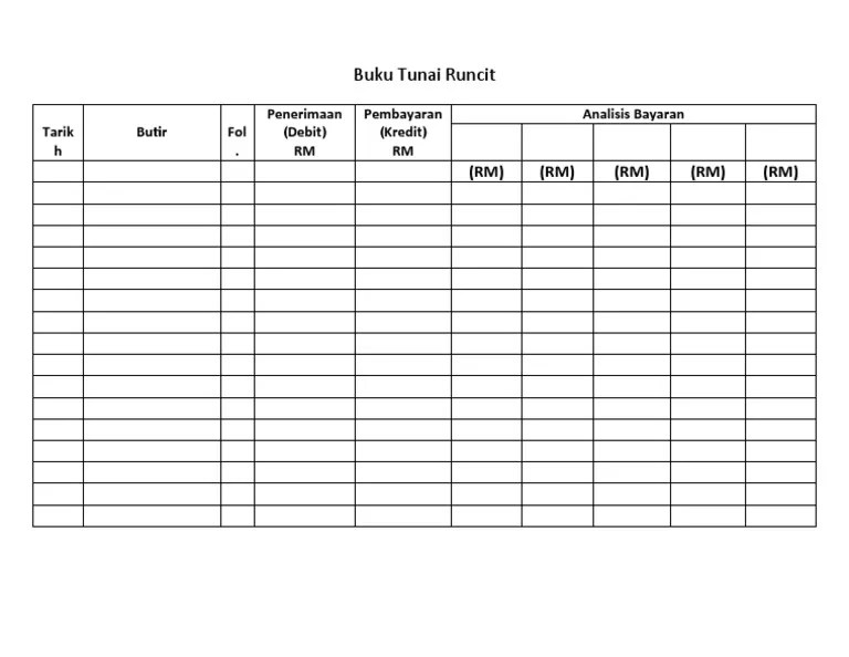Belanja am dan pelbagai dlm buku tunai runcit tu digunakan untuk apa? Format Buku Tunai Runcit Pdf
