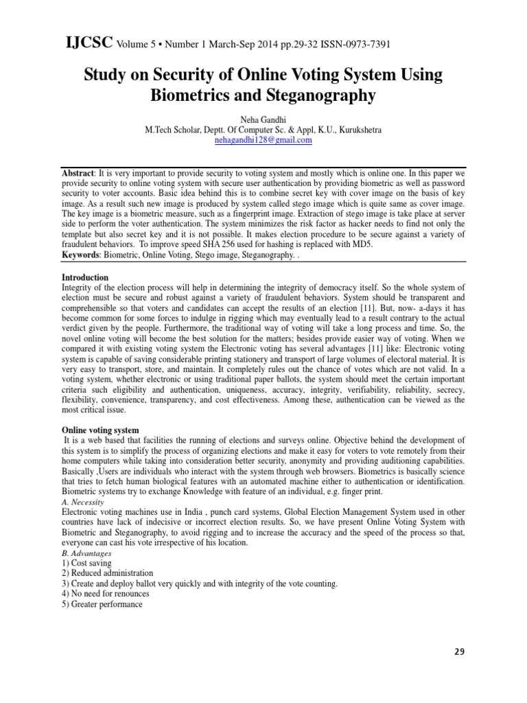 Online Voting System Using Biometrics And Steganography | PDF ...