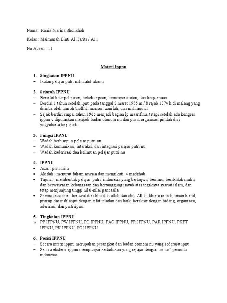 Resume Sosialisasi Ipnu Ippnu Rania | PDF