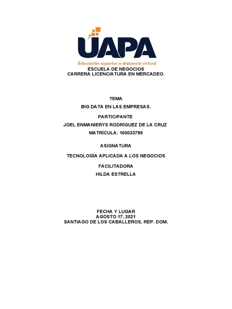 Tarea 4 Tecnologia Aplicada A Los Negocios | PDF | Big Data | Software De La Aplicacion