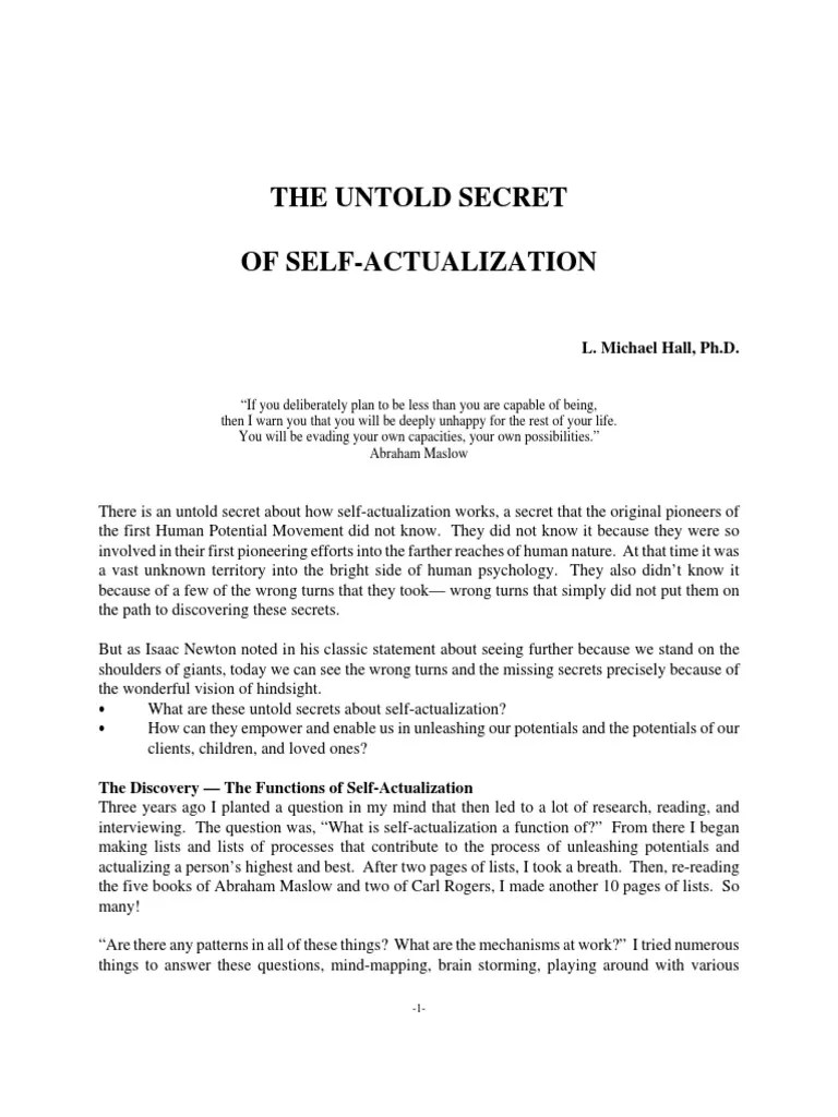 Untold Secret Of Self Actualization | PDF | Self Actualization ...