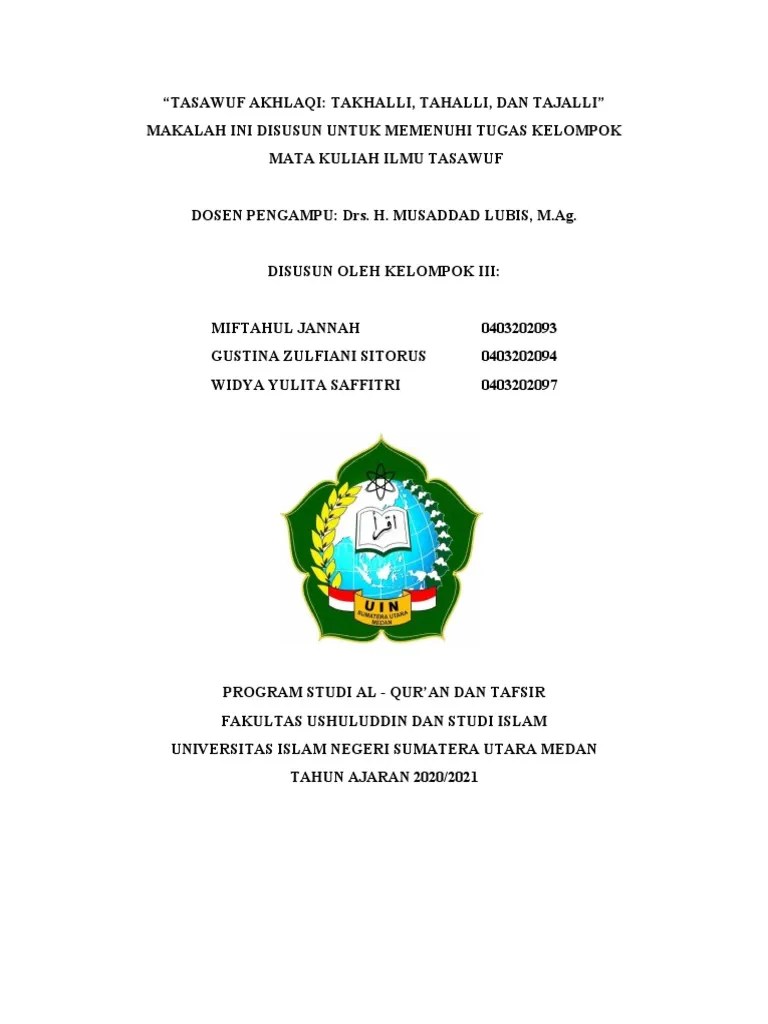 TASAWUF AKHLAQI; TAKHALLI, TAHALLI, TAJALLI | PDF