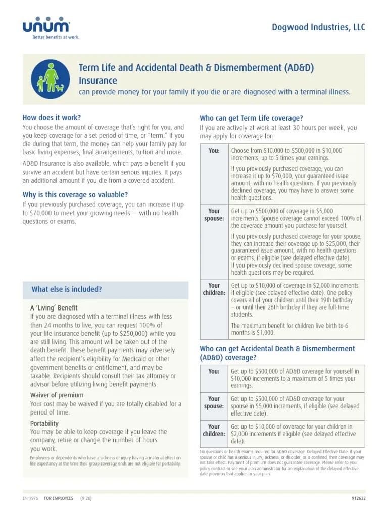 2021 UNUM Voluntary Life And AD&D | PDF | Insurance | Life Insurance