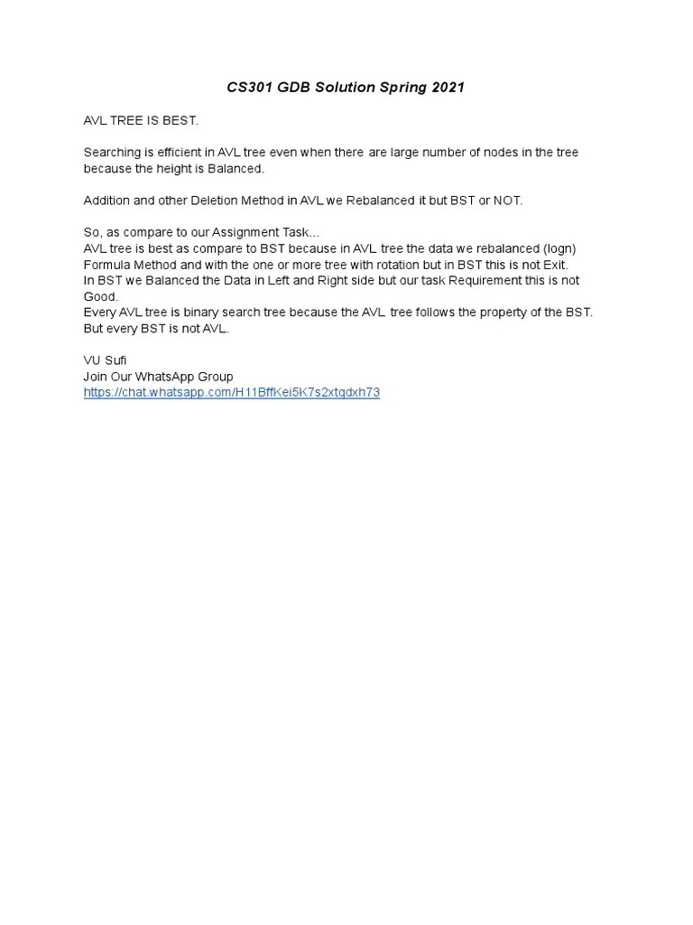 Cs301 GDB Solution Spring 2021 (Vu Sufi) | PDF