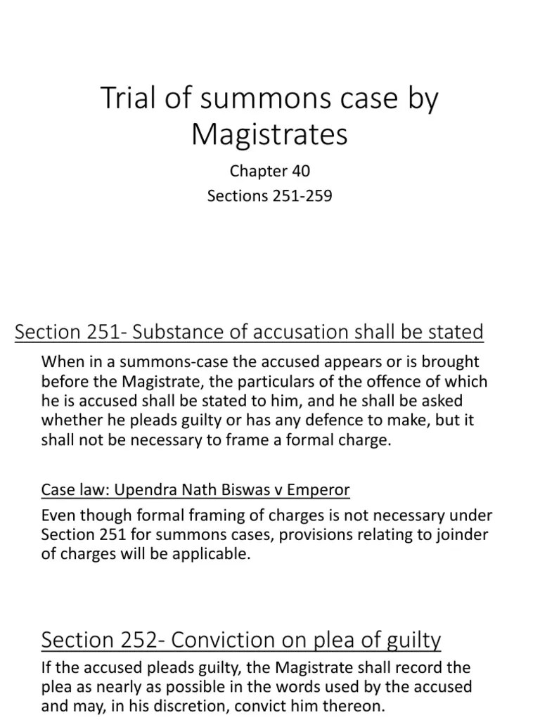 Trial Of Summons Case By Magistrates | PDF | Plea | Justice Of The Peace