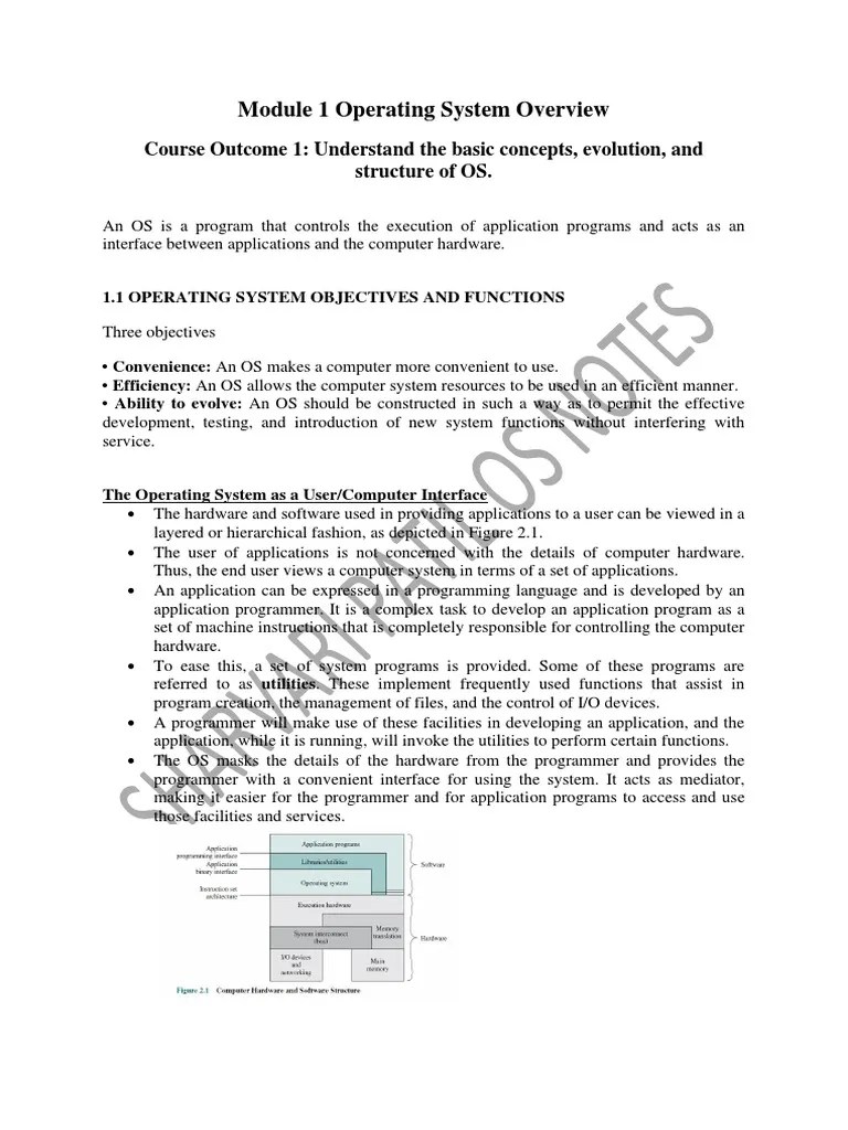 Module 1 Operating System Overview | PDF | Kernel (Operating System ...