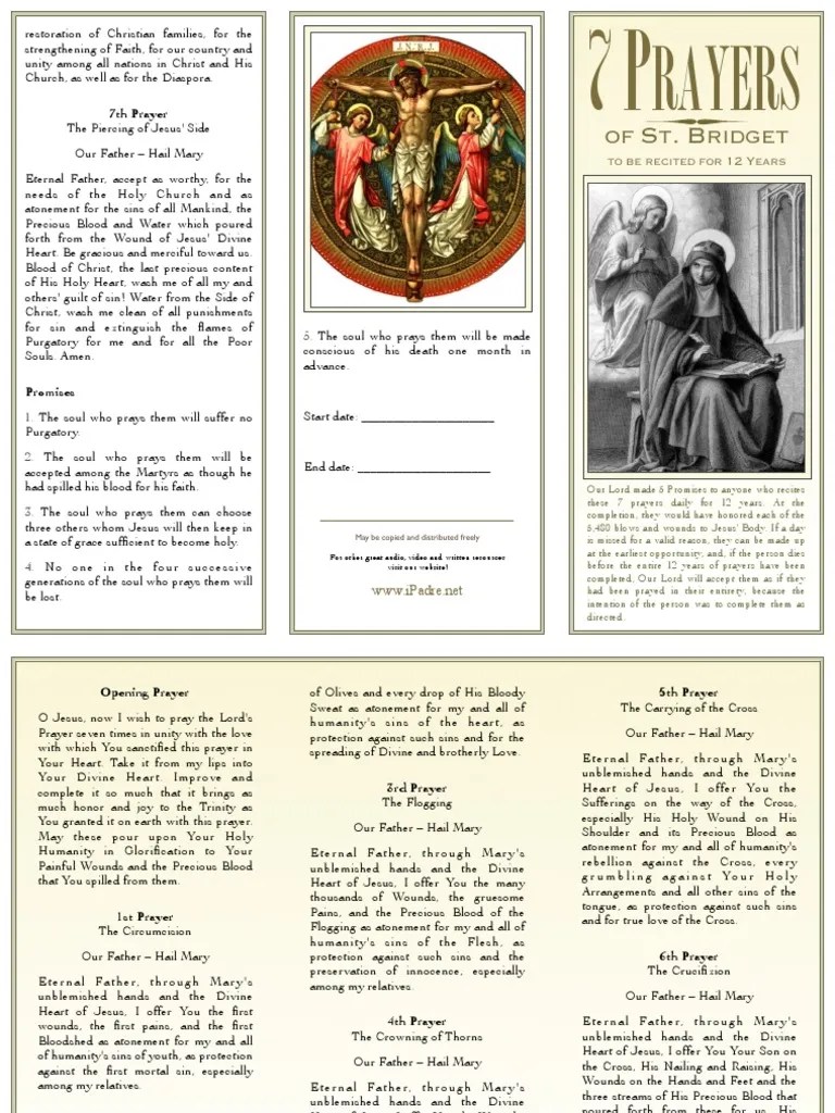 Saint Bridget Prayers 12 Years Pdf Prayer Purgatory