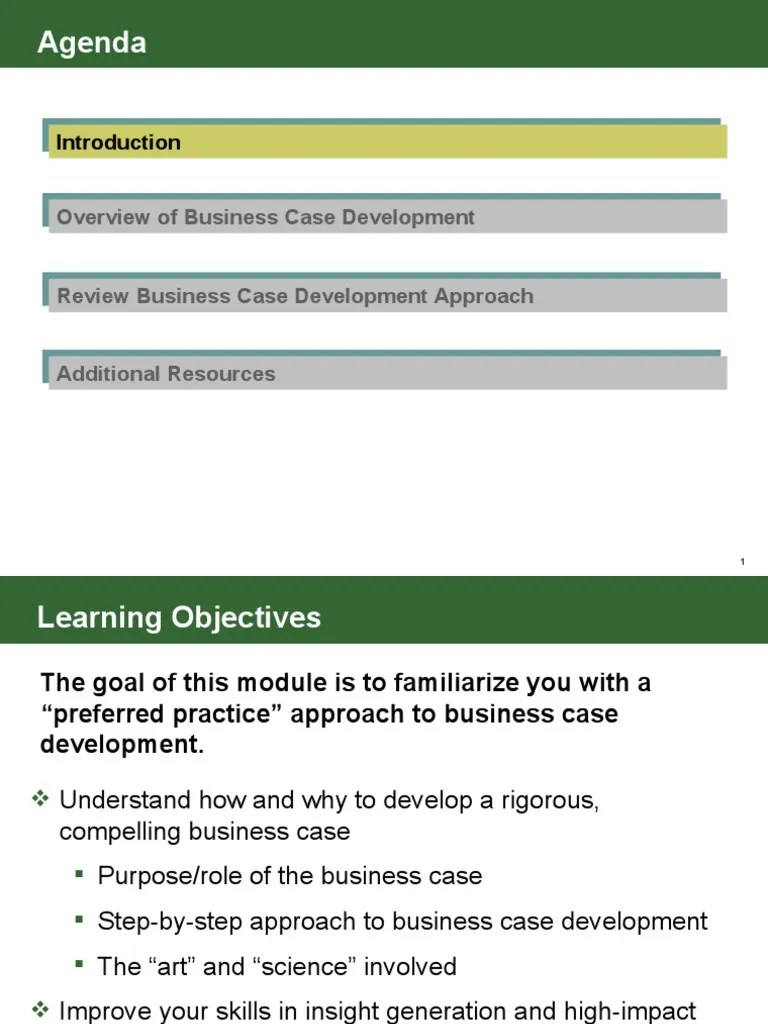 Agenda: Overview Of Business Case Development | PDF | Return On ...