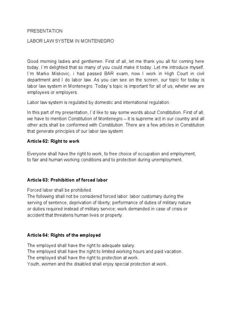Presentation Labor Law | PDF | Employment | Labour Law