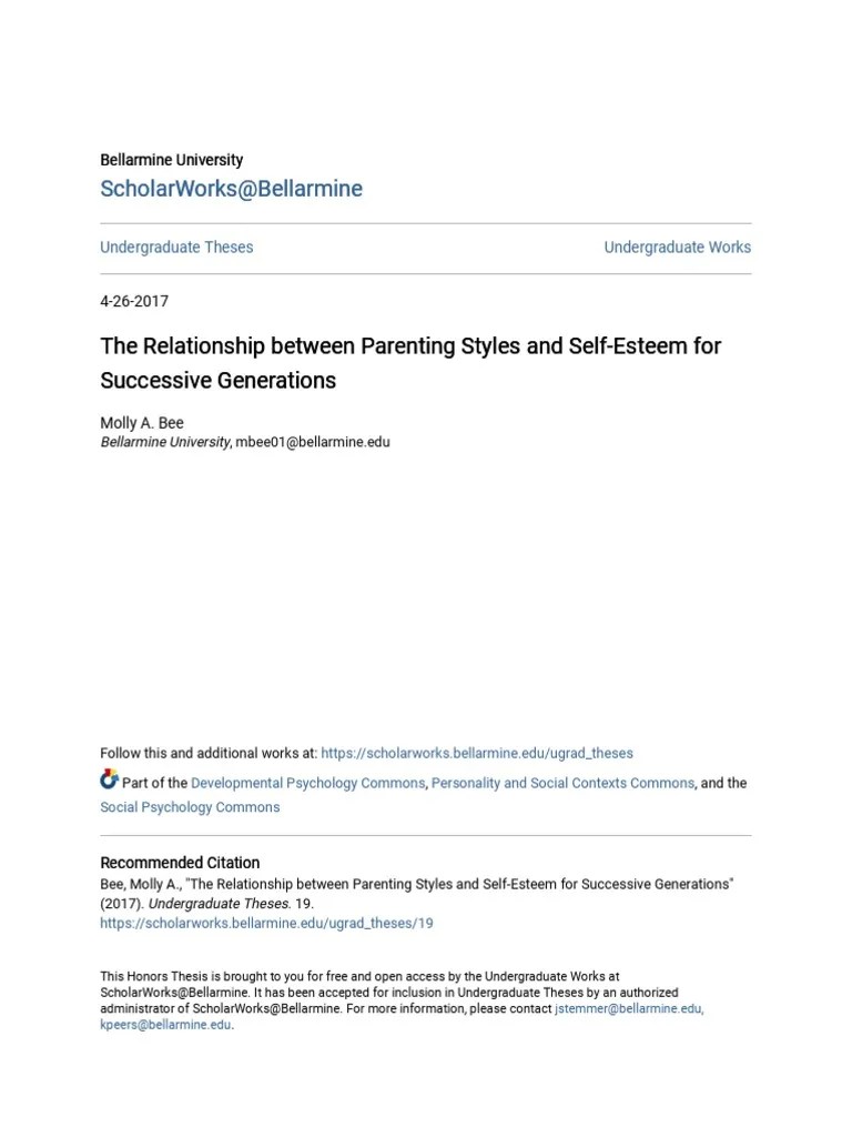 The Relationship Between Parenting Styles And Self-Esteem For Suc | PDF | Self Esteem | Parenting