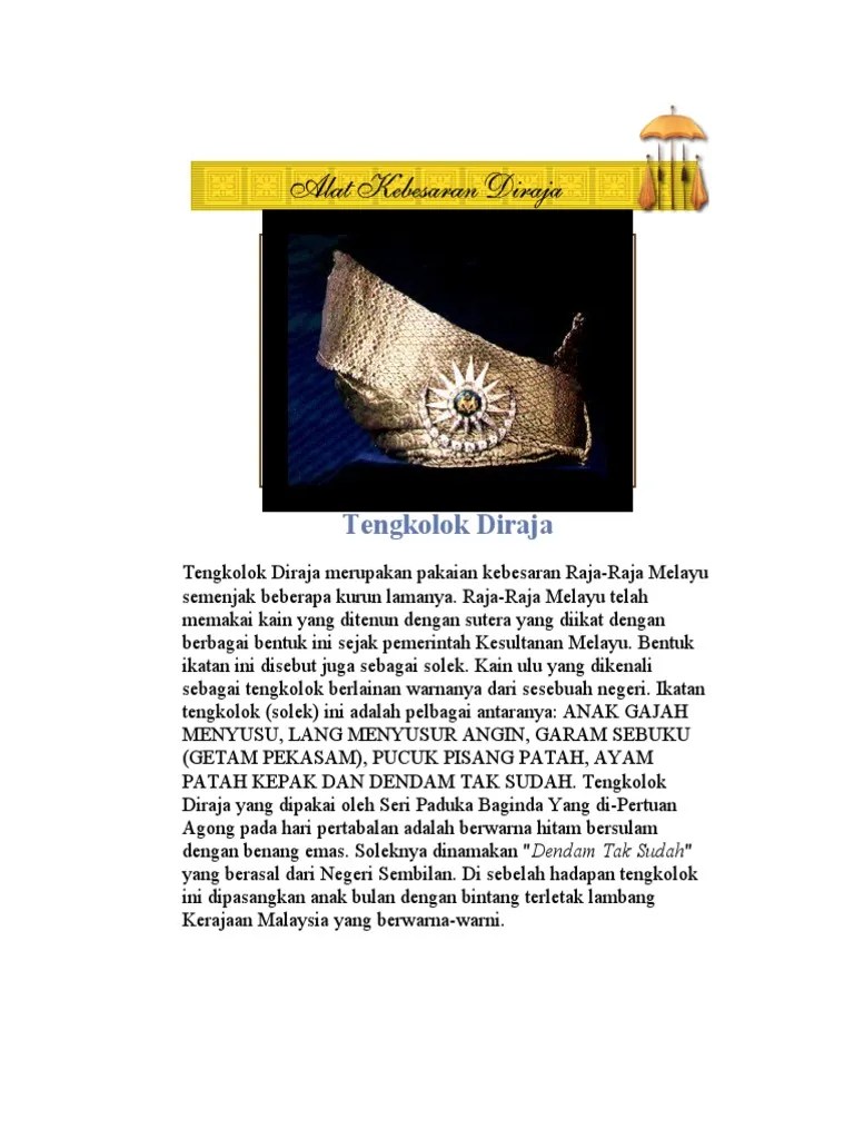 ٢٣ ذو القعدة ١٤٤٠ هـ. Alat Kebesaran Diraja Pdf