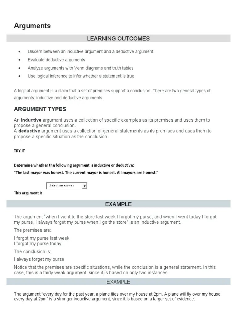 Mathematical Definition Of Arguments | PDF | Argument | Inductive Reasoning