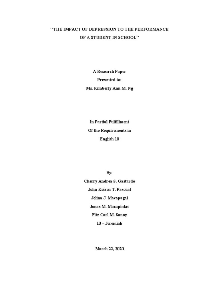 THESIS (Depression) | PDF | Major Depressive Disorder | Depression (Mood)