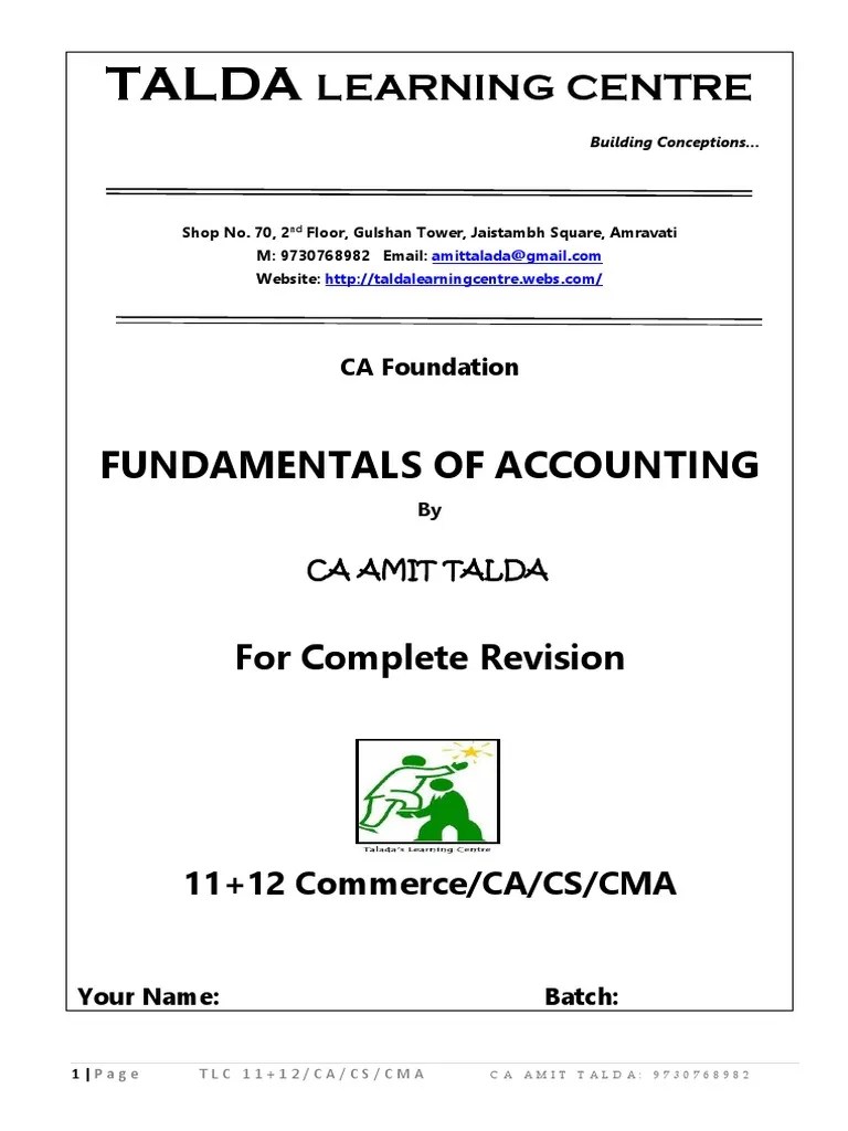 Fundamentals Of Accounting | PDF | Debits And Credits | Bookkeeping