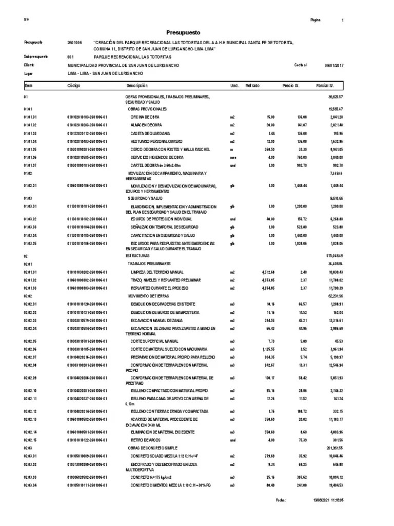 Presupuesto | PDF | Albañilería | Tecnologías De Gas