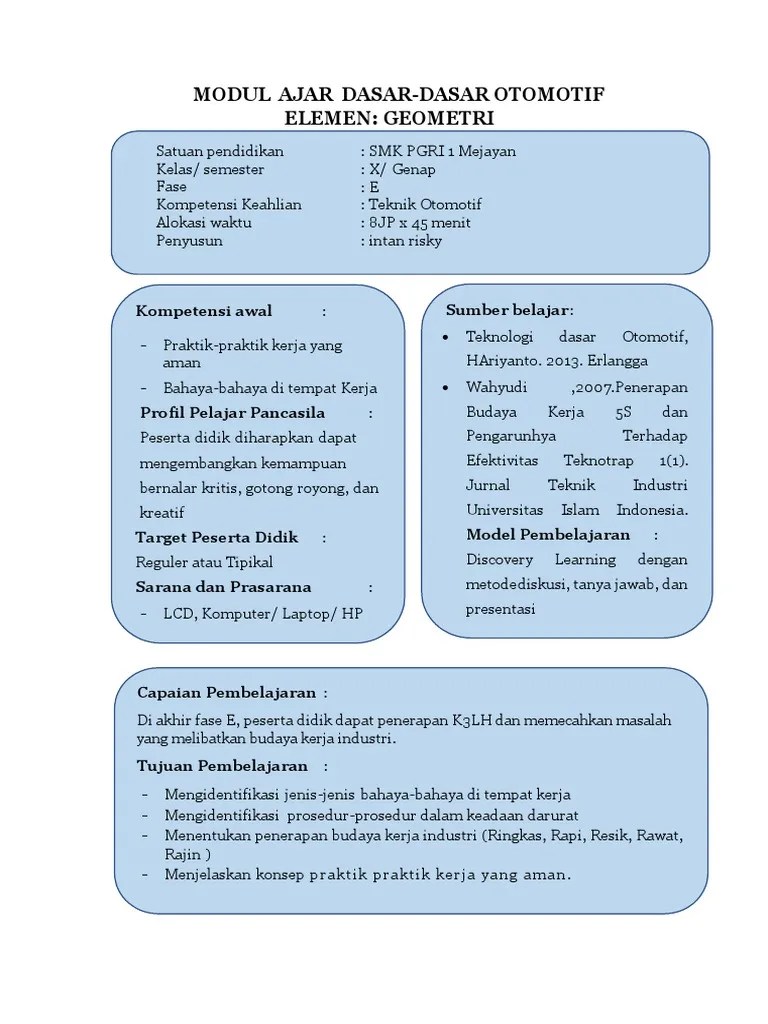 Fuad Ahyari - MODUL AJAR Dasar Otomotif Rev | PDF