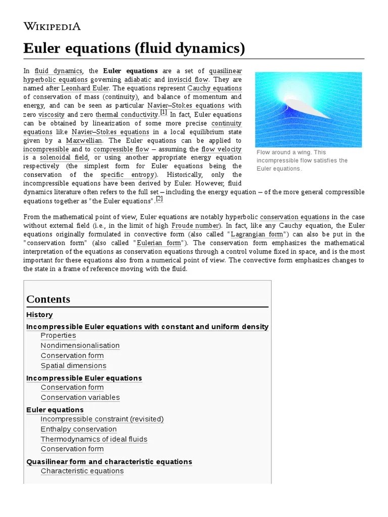Euler Equations (Fluid Dynamics) | PDF | Fluid Dynamics | Mathematics