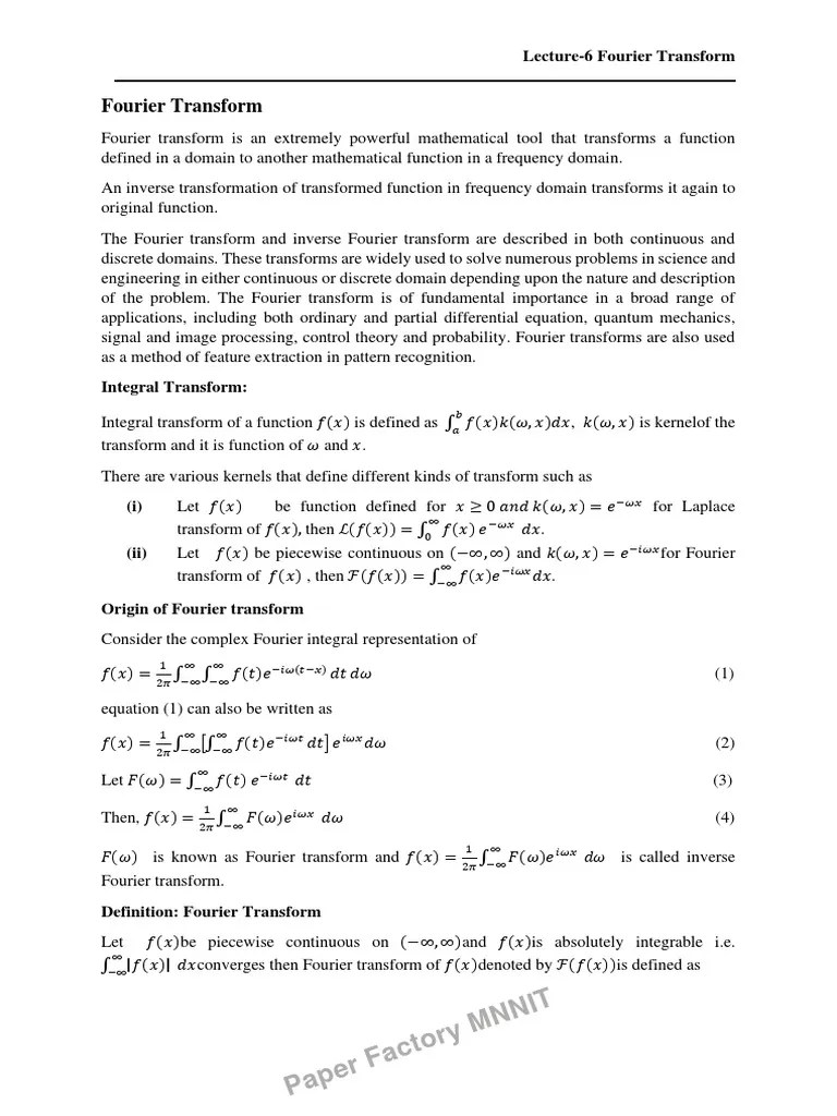 Fourier Transform Explained | PDF | Fourier Transform | Trigonometric Functions