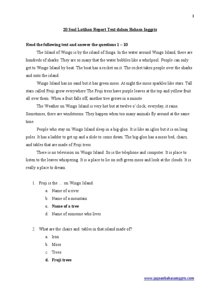 20 Soal Latihan Report Text Dalam Bahasa Inggris They are so many that the water bubbles like a whirlpool.