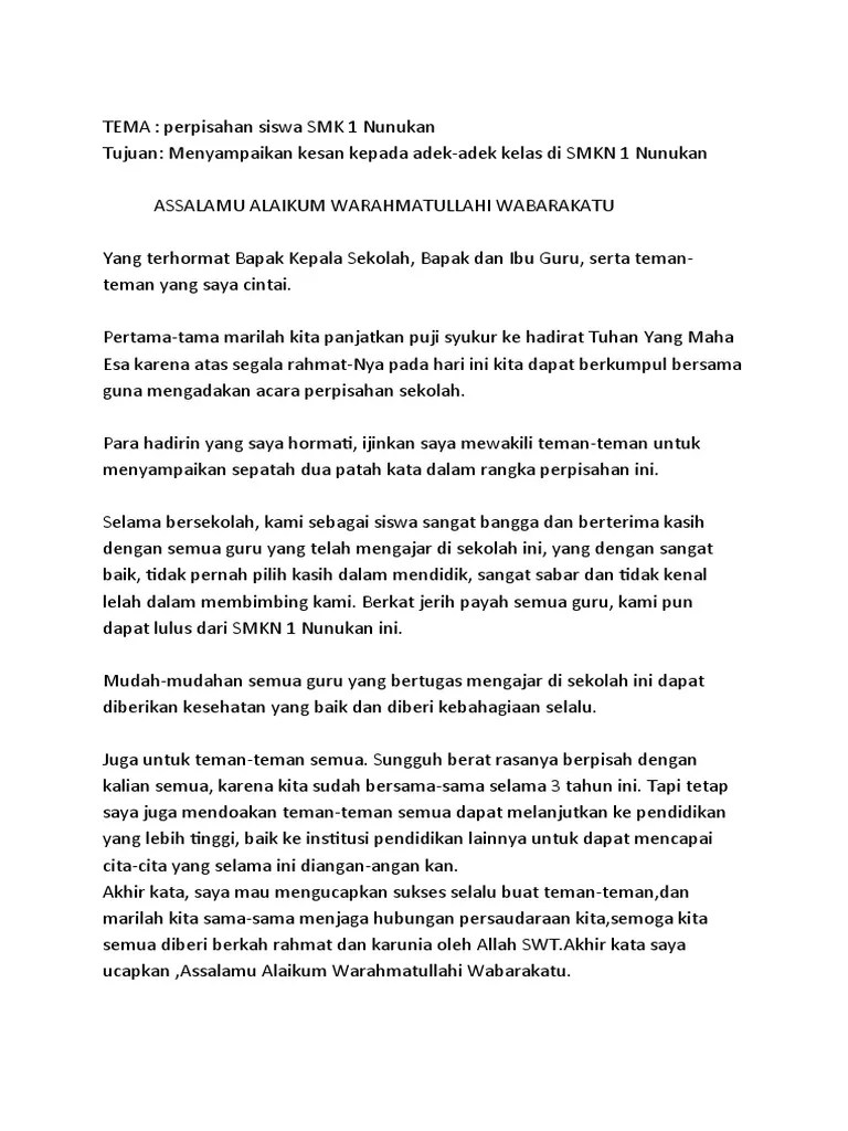Bagi kebanyakan orang, masa sekolah merupakan masa . Contoh Pidato Sambutan Perpisahan Kelulusan Sekolah Pdf