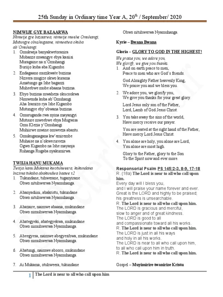 25th Sunday In Ordinary Time | PDF | Religious Behaviour And Experience | Mass (Liturgy)