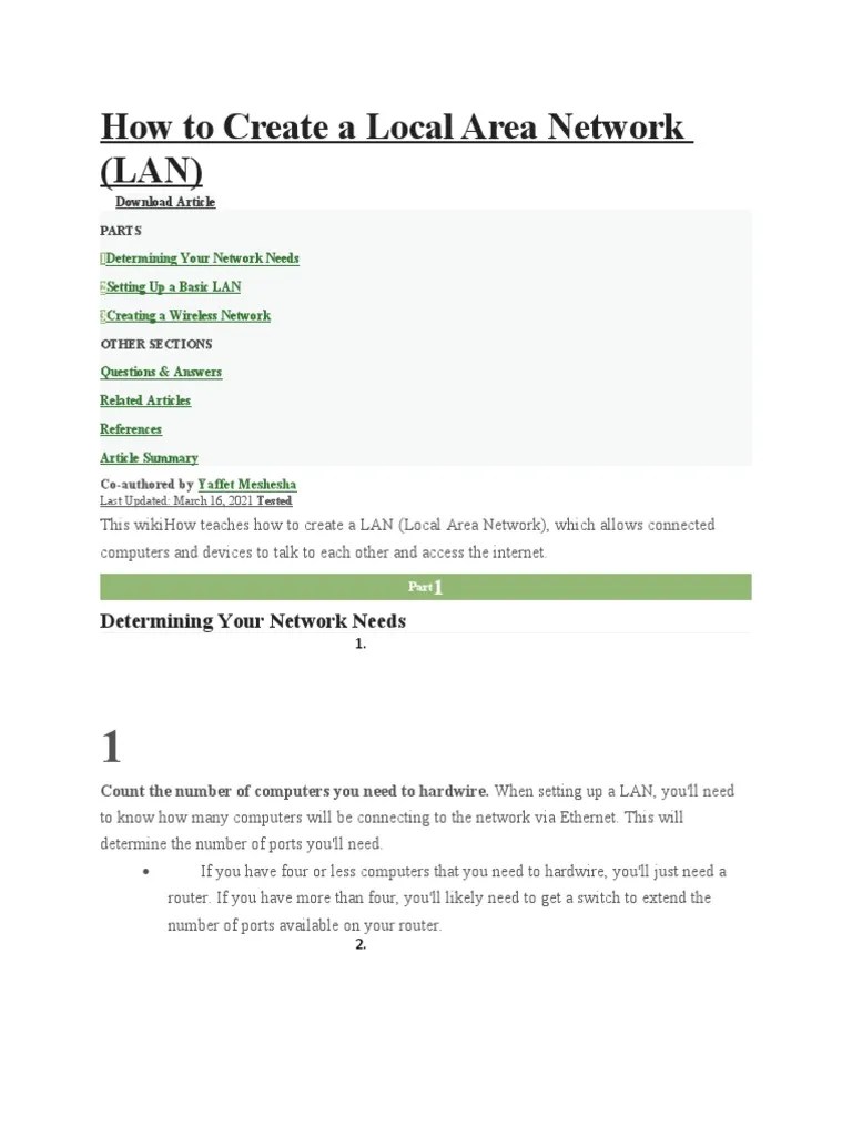 How To Create A Local Area Network | PDF | Computer Network | Network ...