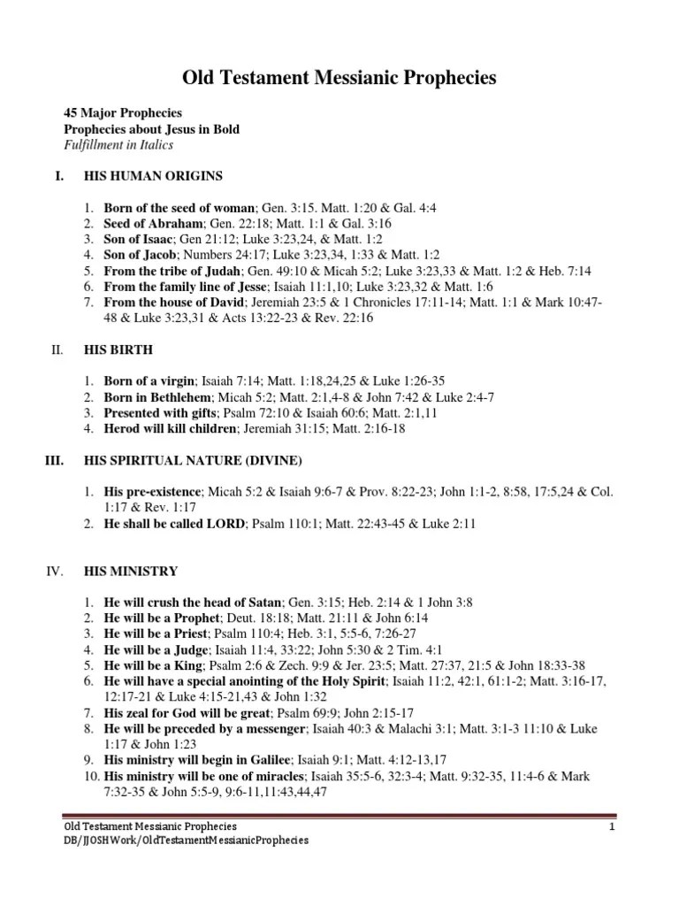 An Analysis Of Old Testament Prophecies Concerning Jesus Christ And Their Fulfillment As ...