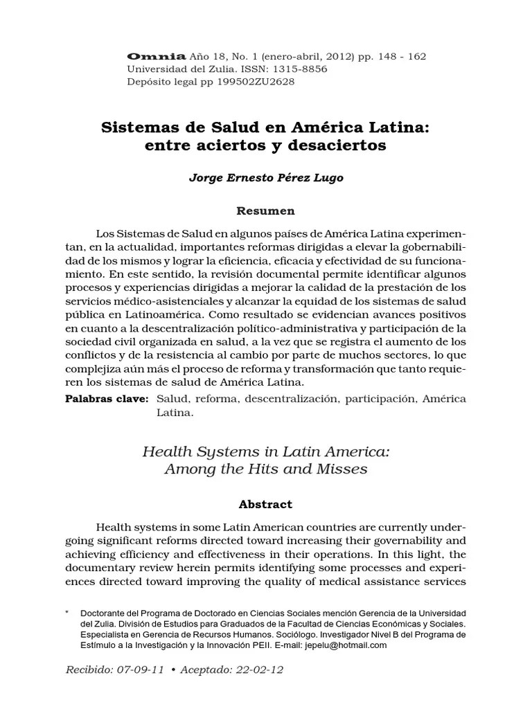 Sistemas De Salud En América Latina | PDF | America Latina | Estado (política)