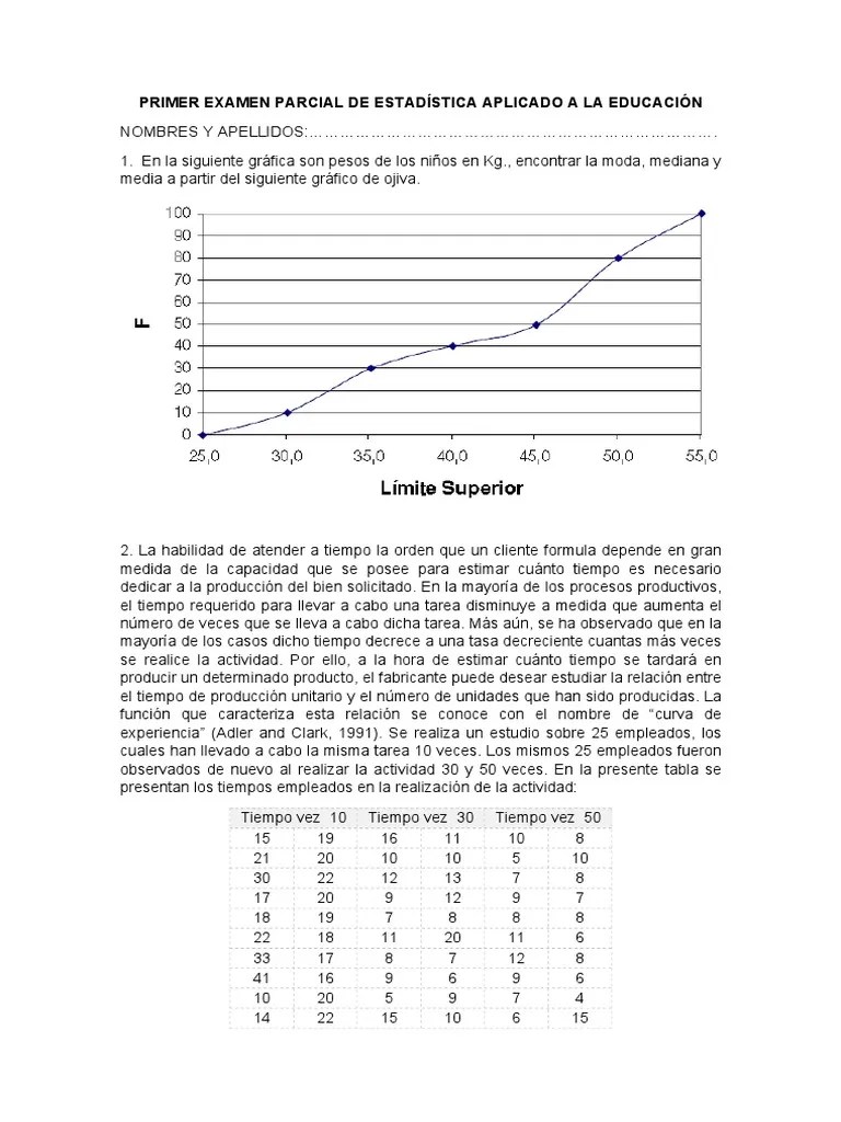Primer Examen De Estadistica | PDF
