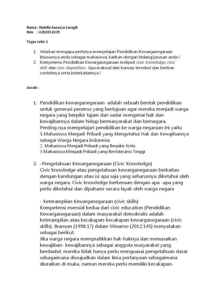 tugas rutin 1 nabilla kanasya saragih - ppkn | PDF