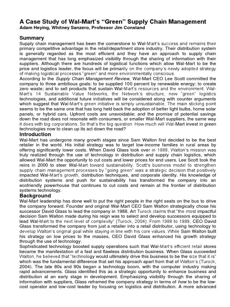 Week 14 A Case Study Of Wal-Mart's 