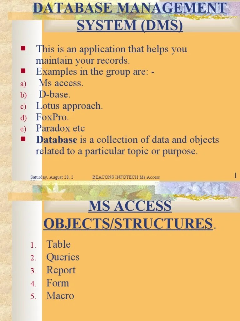 Ms Access Notes | Download Free PDF | Microsoft Access | Data