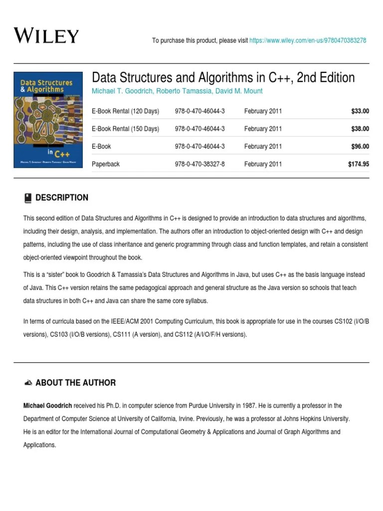 Wiley - Data Structures And Algorithms In C++, 2nd Edition - 978!0!470 ...