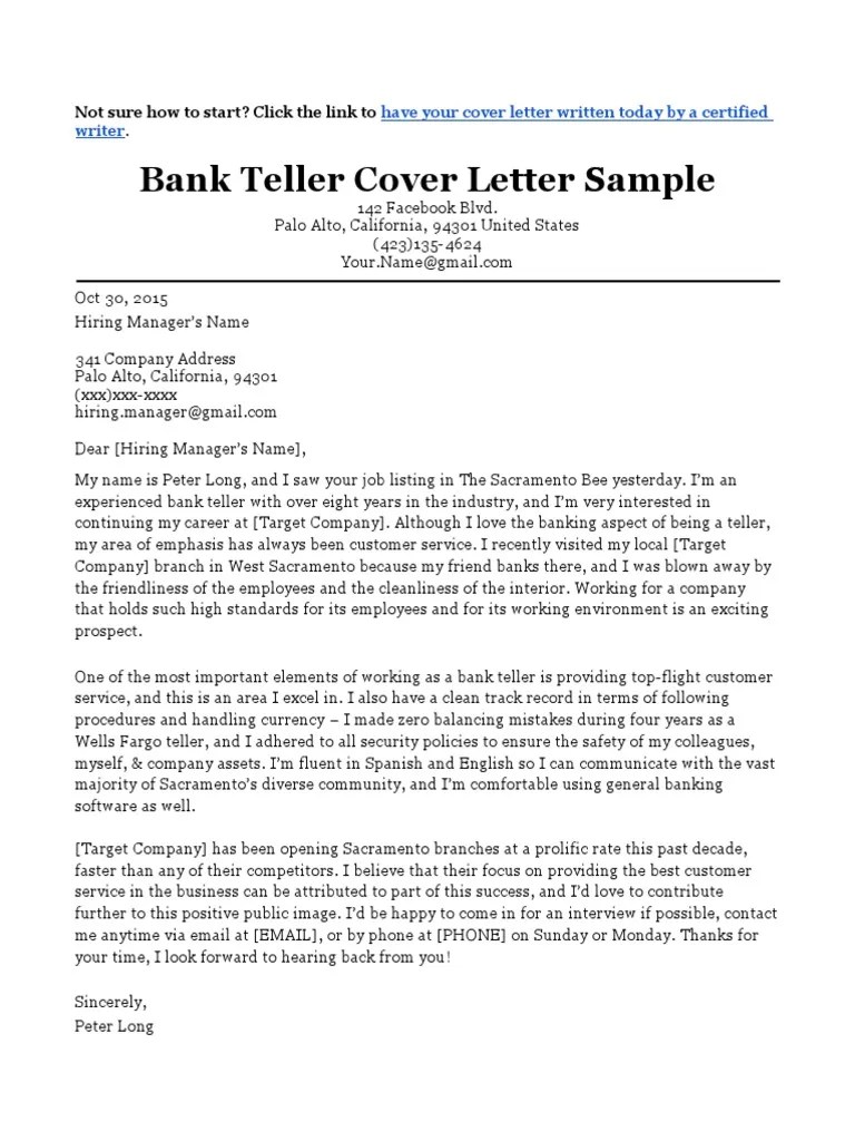 How much do bank tellers make per hour?. Bank Teller Cover Letter Sample Msword Download Pdf Banks Economies