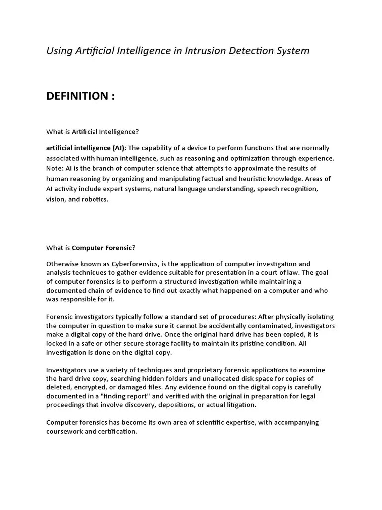 Artificial Intelligence In Computer Forensic | PDF | Artificial ...