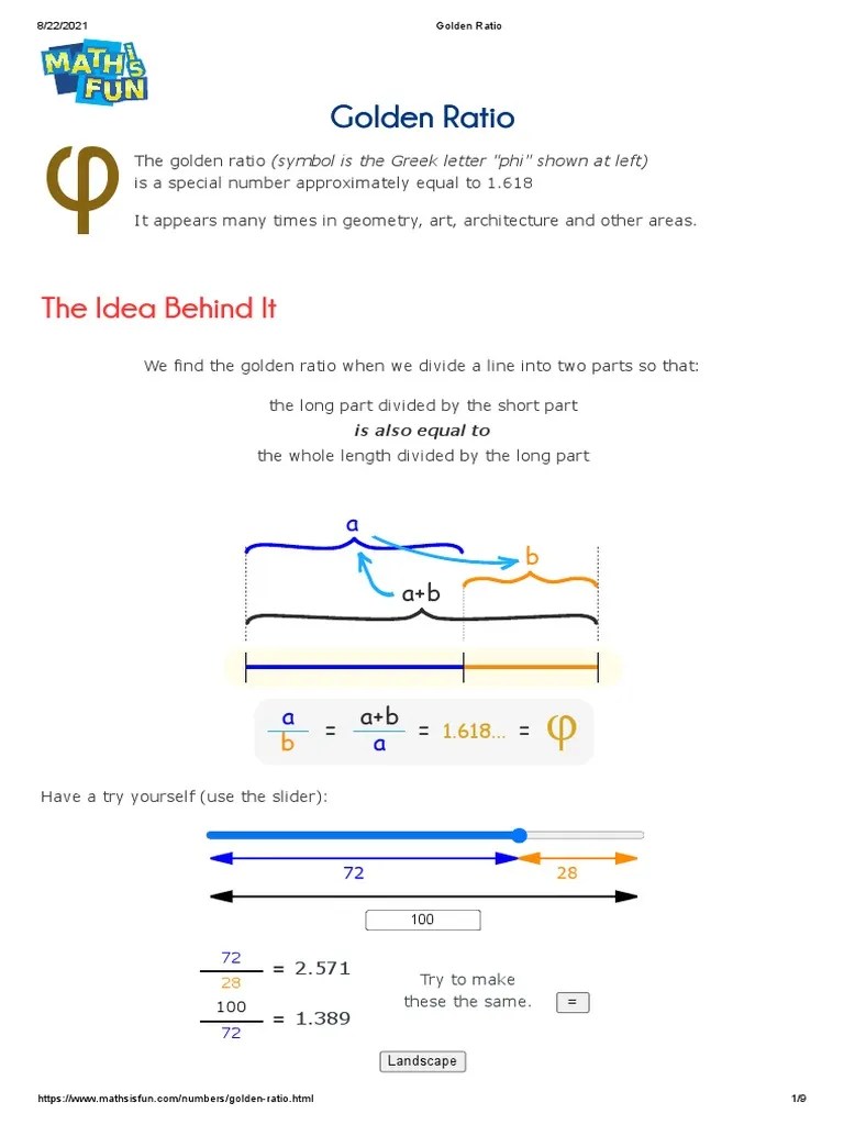 Golden Ratio Golden Ratio | PDF | Ratio | Mathematics