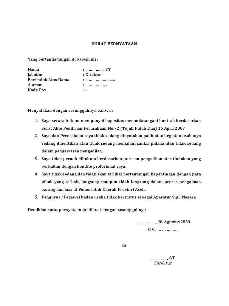 Surat Pernyataan | PDF