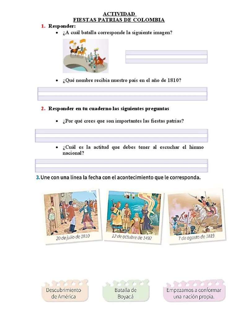 El docente guía una conversación sobre actividades que se realizan a nivel local y familiar para estas. Actividad Fiestas Patrias Pdf