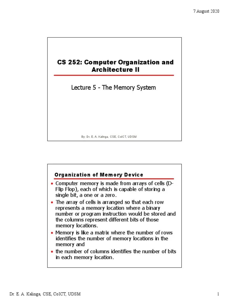 CS 252: Computer Organization And Architecture II: Lecture 5 - The ...