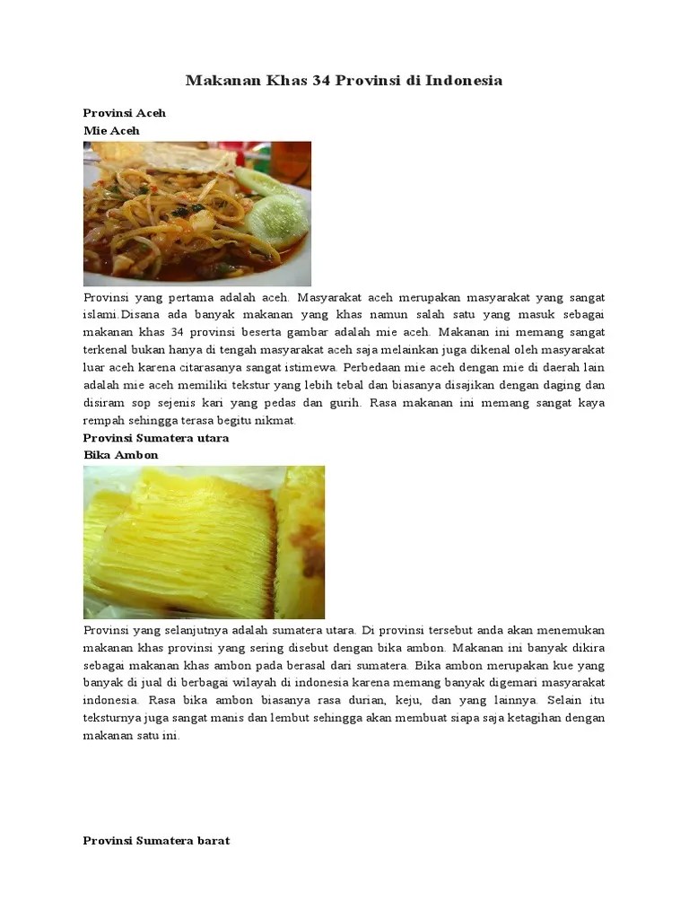 Kliping Makanan Khas Daerah | PDF