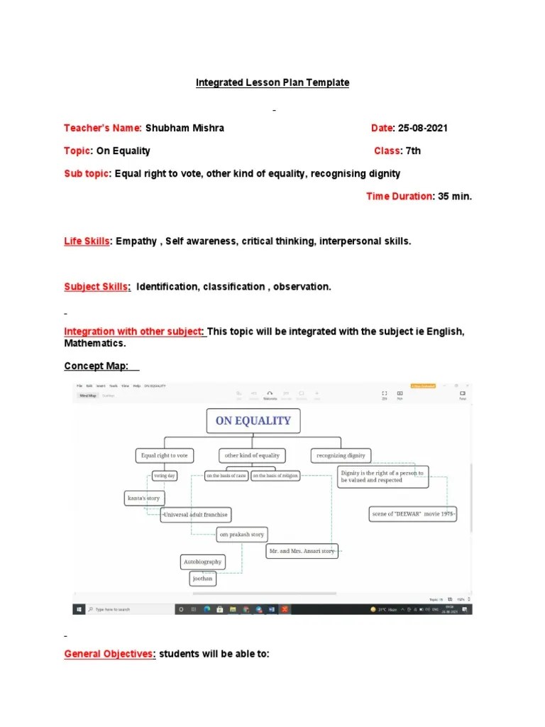 Integrated Lesson Plan Template | PDF | Teachers | Lesson Plan