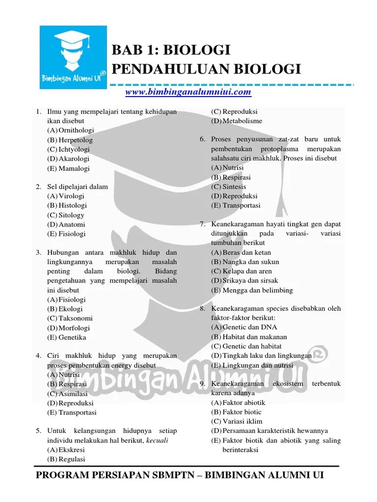 Kamu bisa menemukan berbagai macam latihan soal . Soal Biologi Bimbingan Alumni Pdf