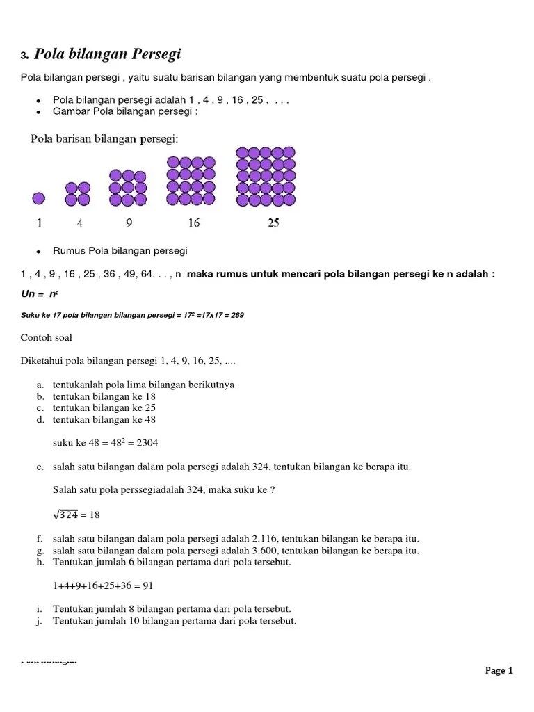 Karena memang materi akan diterapkan untuk menjawab setiap soal. Pola Bilangan 2 Dikonversi Pdf