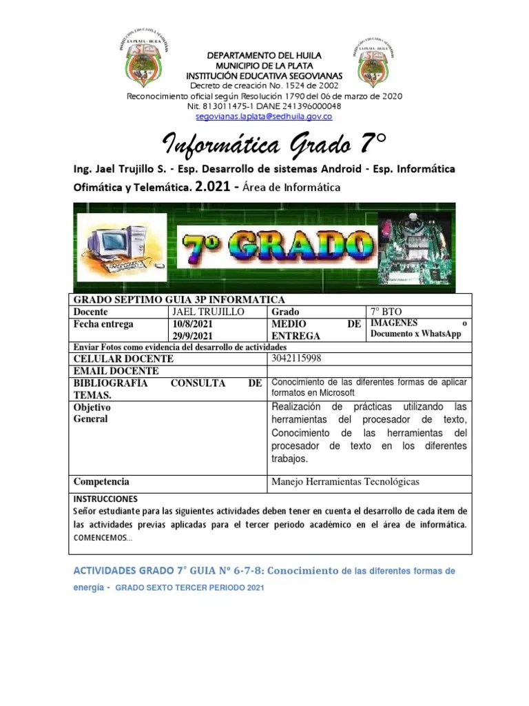 Guia 6-7-8 Informatica Grado Septimo3P | PDF | Periférico | Hardware De ...