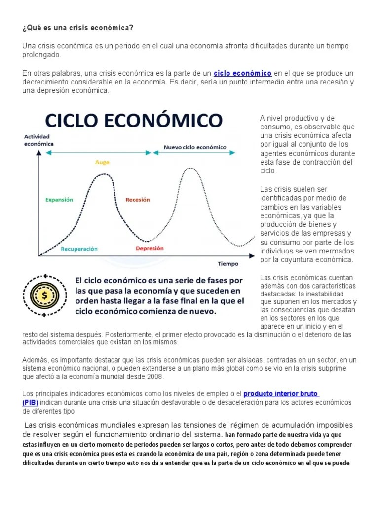 Qué Es Una Crisis Económica | PDF | Gran Depresion | Crisis Financiera ...