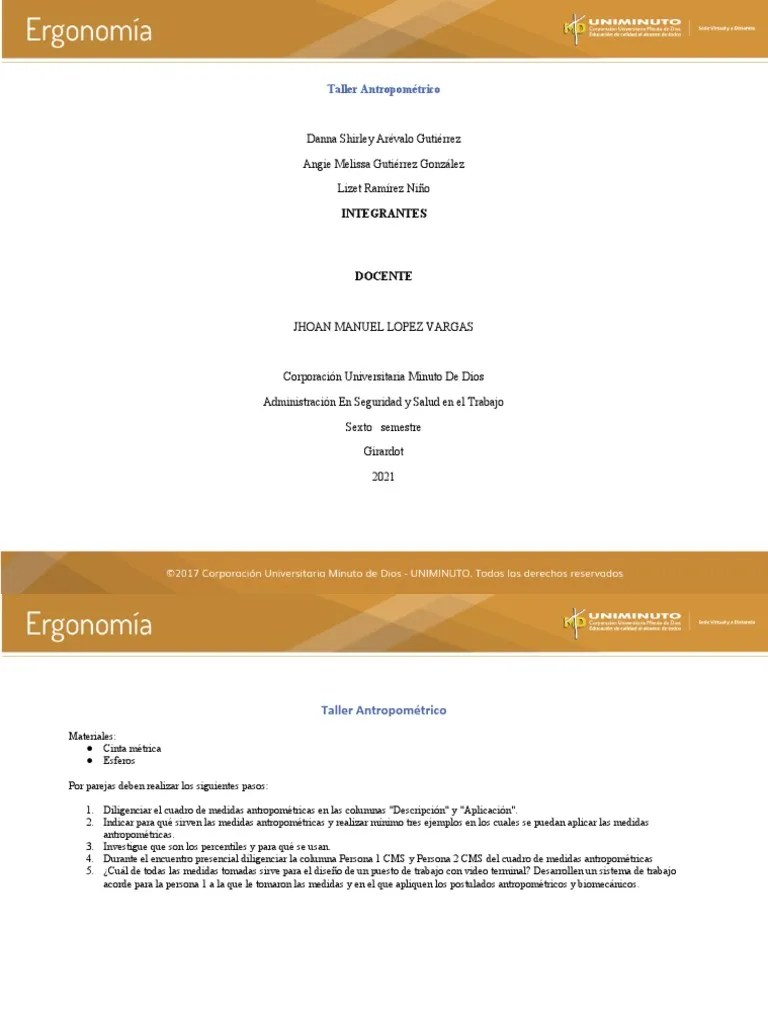 Taller De Ergonomia | PDF | Mano | Factores Humanos Y Ergonomía